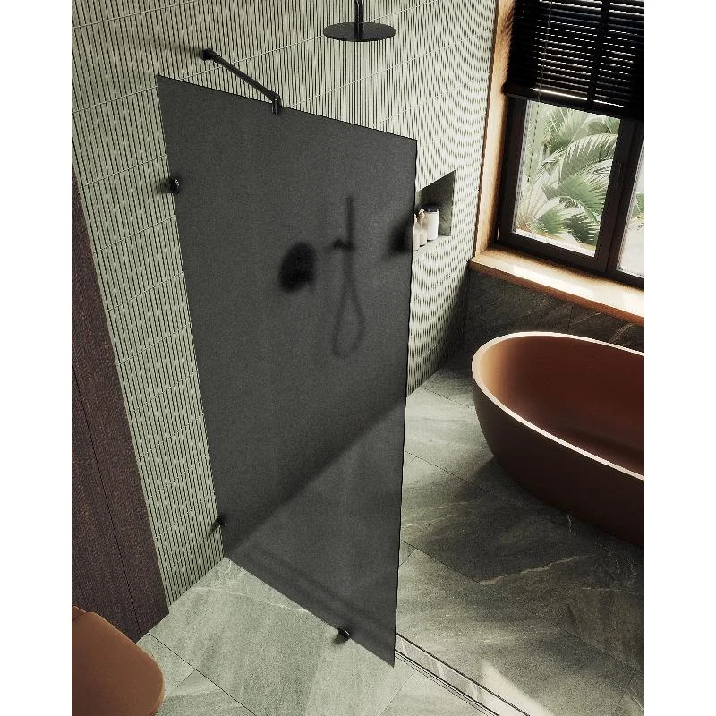 Душевая перегородка MaybahGlass MGD-271-6 79x195, стекло графит матовый 8 мм, профиль черный