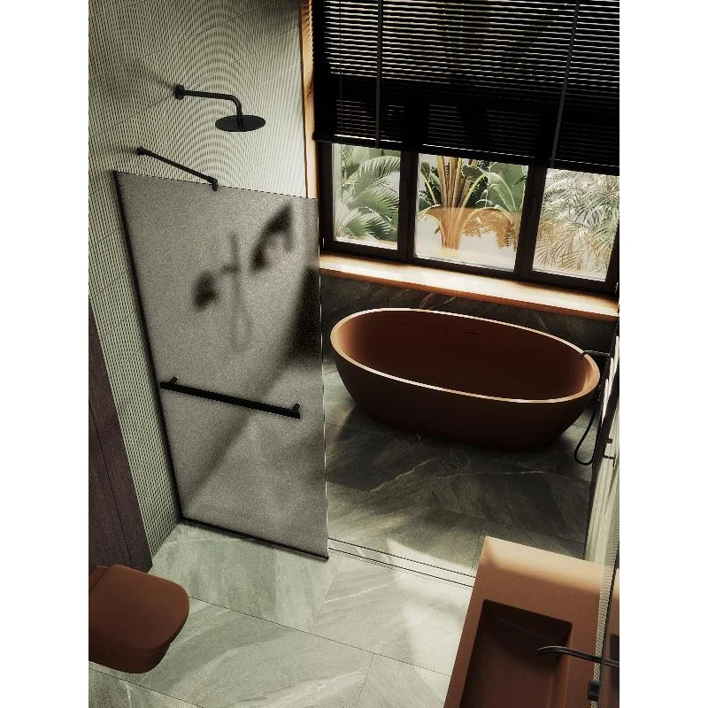 Душевая перегородка Maybah Glass MGD-728-6у 790x1950 в узком профиле Черный стекло бронзовое матовое
