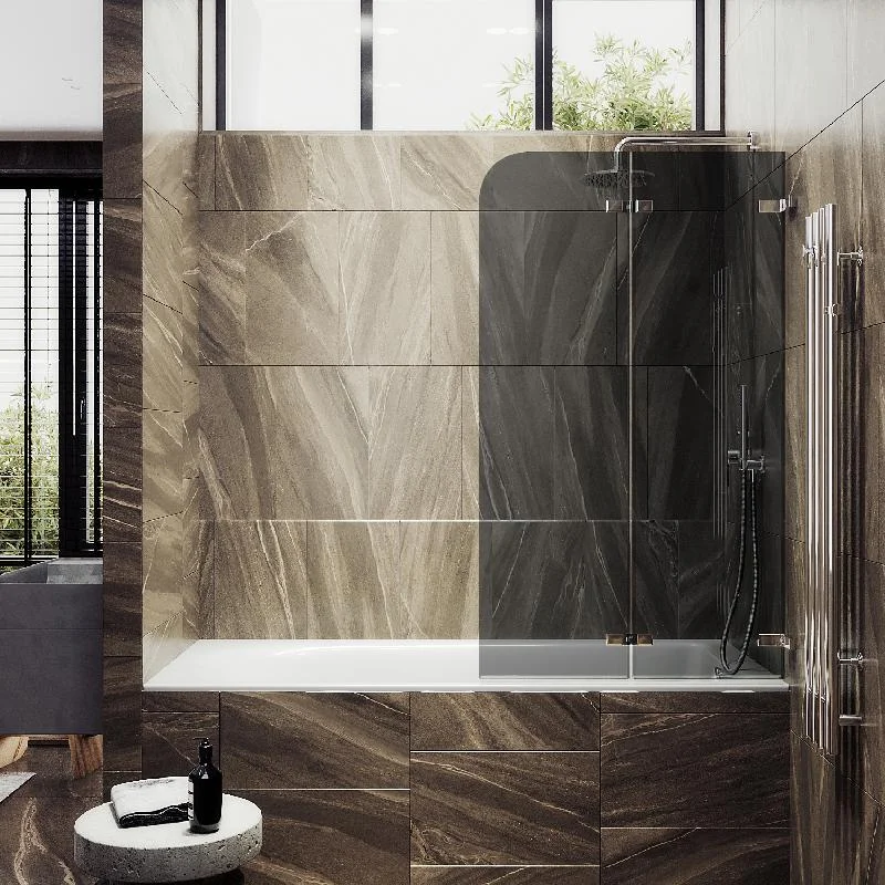 Шторка для ванны MaybahGlass складная 2 секции MaybahGlass 1400*515 Стекло 6 мм Графит