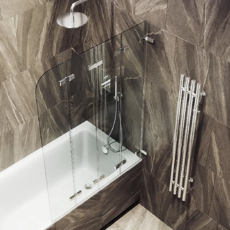 Шторка для ванны MaybahGlass складная 4 секции 1400*980 Стекло 6 мм Бесцветное