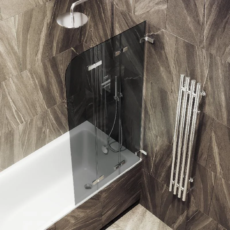 Шторка для ванны MaybahGlass складная 3 секции 1400*750 Стекло 6 мм Графит