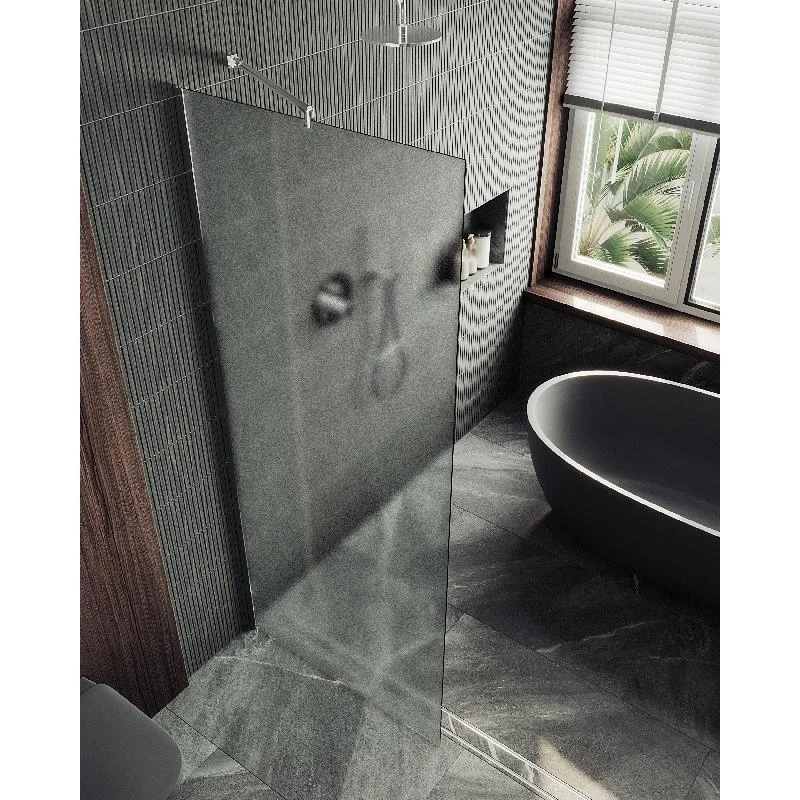 Душевая перегородка Maybah Glass MGD-700-5ш 790x1950 в широком профиле Хром матовый стекло сатиновое