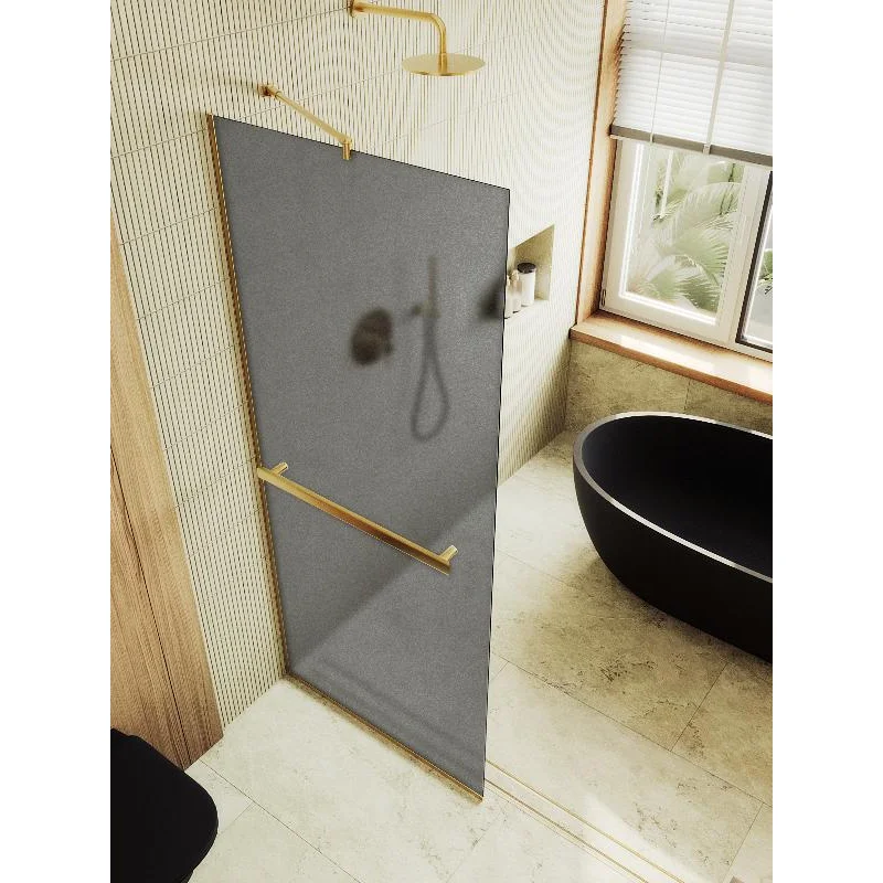 Душевая перегородка Maybah Glass MGD-730-3у 790x1950 в узком профиле Золото стекло графитовое матовое