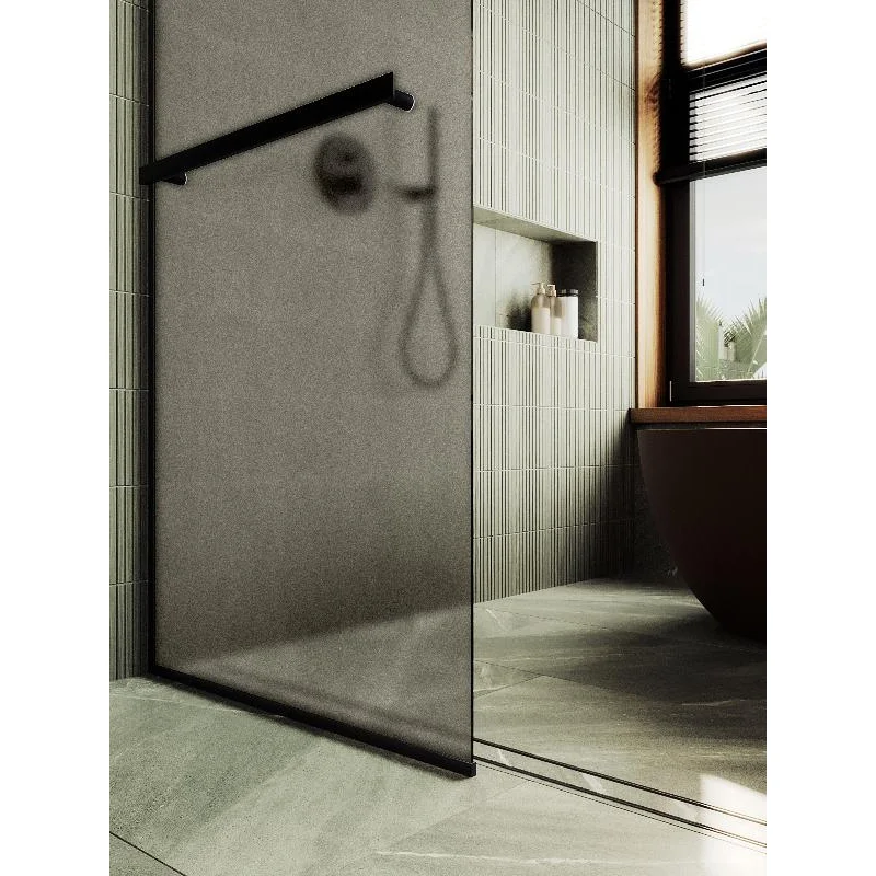 Душевая перегородка Maybah Glass MGD-728-6у 790x1950 в узком профиле Черный стекло бронзовое матовое