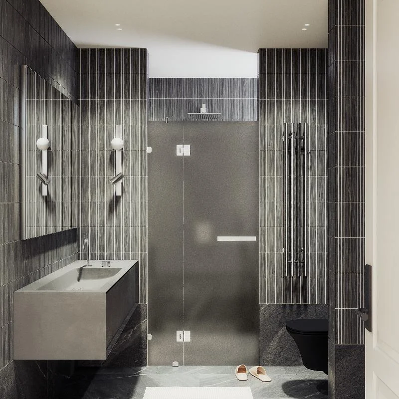 Душевая дверь MaybahGlass с добором на петлях 1950*900 Стекло 8 мм Бронза матовая