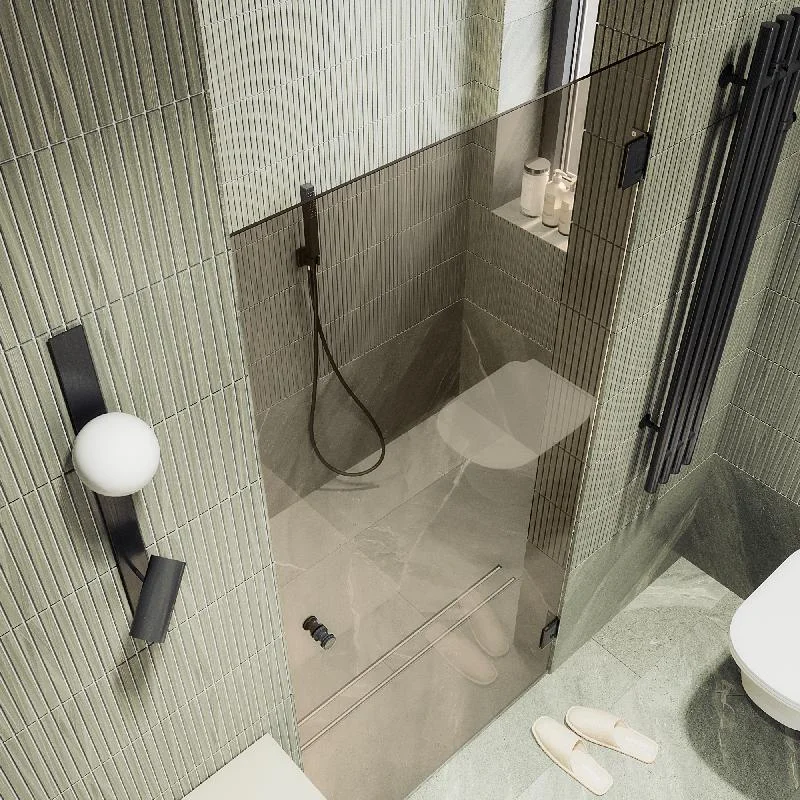 Душевая дверь Maybah Glass MGD-525-6 905x1950 на петлях Черный стекло бронзовое