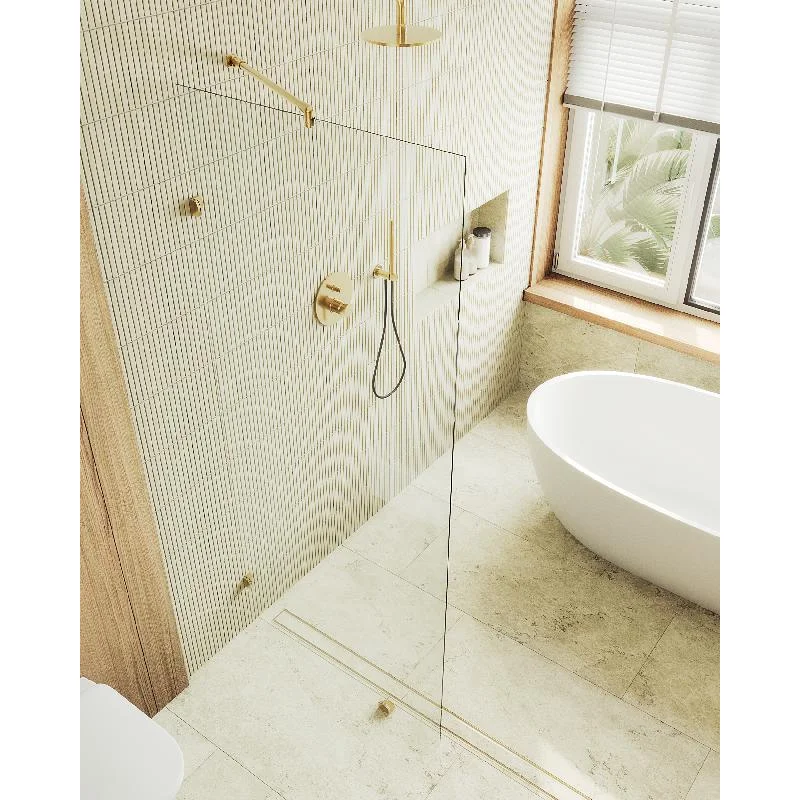 Душевая перегородка MaybahGlass MGD-259-3 79x195, стекло прозрачное 8 мм, профиль золото