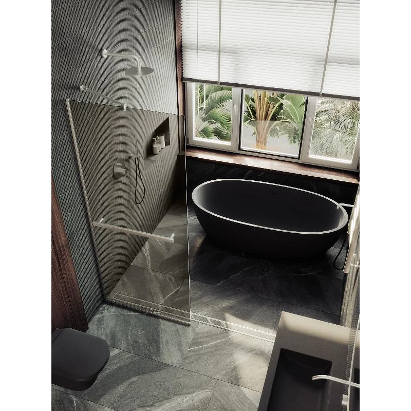 Душевая перегородка Maybah Glass MGD-727-5у 790x1950 в узком профиле Хром матовый стекло бронзовое