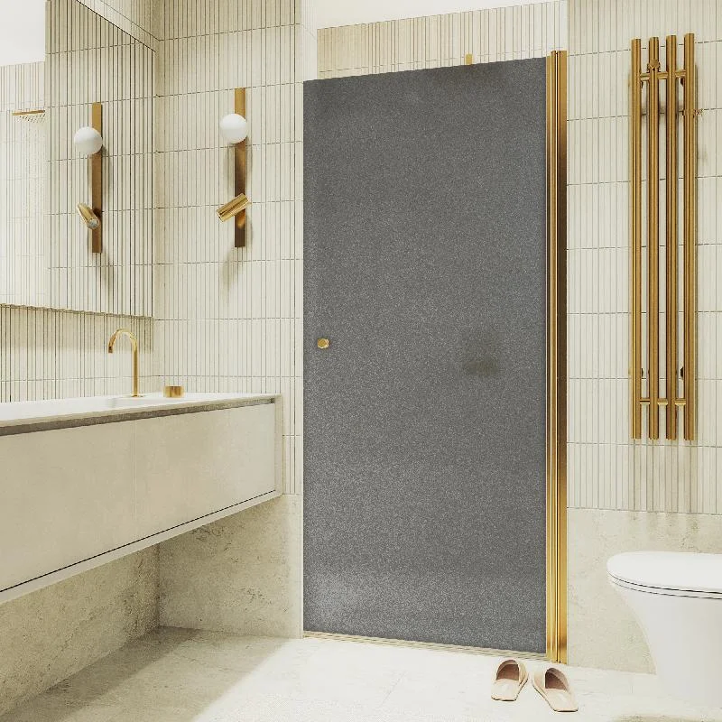 Душевая дверь Maybah Glass MGD-801-3 600x1980 на монопетле Золото стекло графитовое матовое