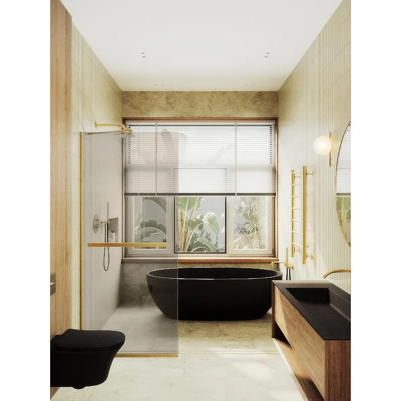 Душевая перегородка Maybah Glass MGD-727-3у 790x1950 в узком профиле Золото стекло бронзовое