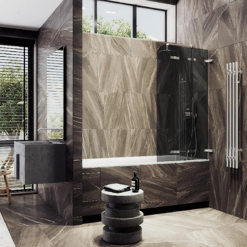 Шторка для ванны MaybahGlass складная 3 секции 1400*750 Стекло 6 мм Графит