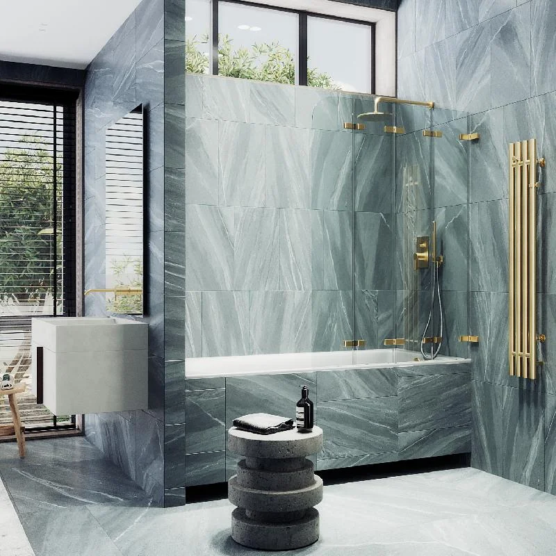 Шторка для ванны MaybahGlass складная 4 секции 1400*980 Стекло 6 мм Бесцветное