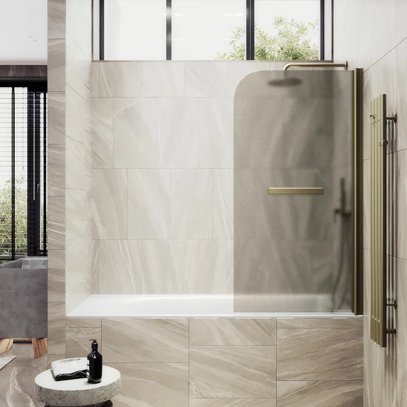 Шторка поворотная MaybahGlass на монопетле 1400*700 6 мм Бронза матовая +Полотенцедержатель