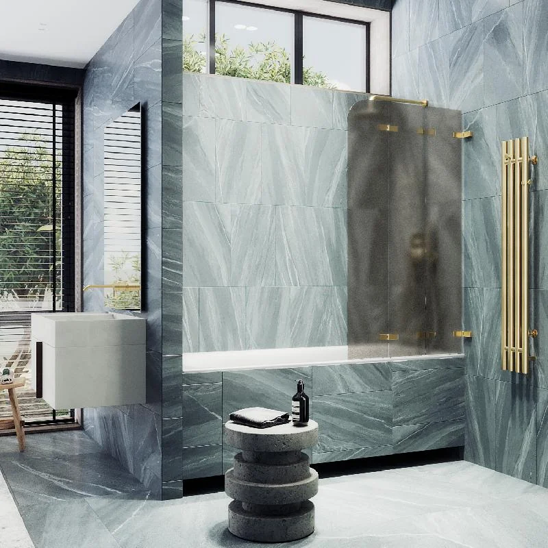 Шторка для ванны MaybahGlass складная 3 секции 1400*750 Стекло 6 мм Бронза матовая