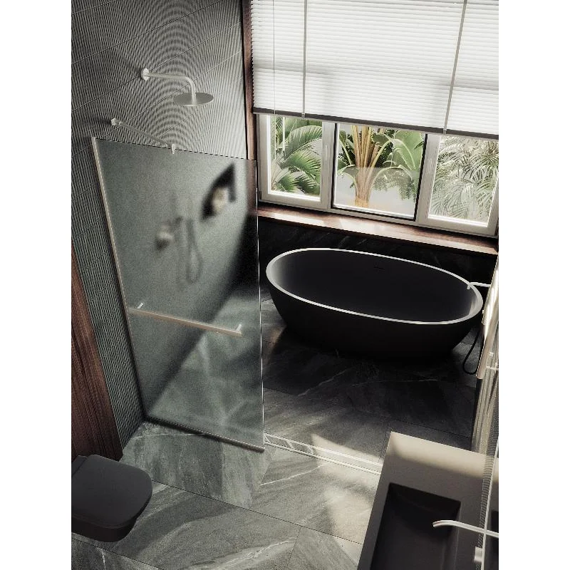 Душевая перегородка Maybah Glass MGD-731-5у 790x1950 в узком профиле Хром матовый стекло сатиновое