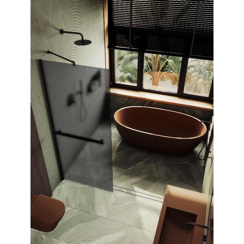 Душевая перегородка Maybah Glass MGD-730-6ш 790x1950 в широком профиле Черный стекло графитовое матовое