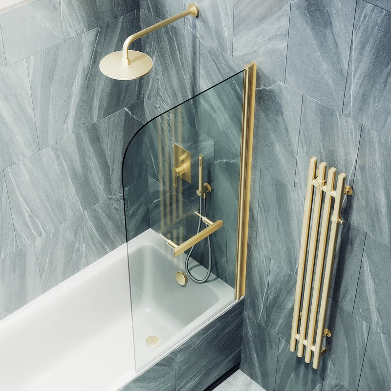 Шторка поворотная MaybahGlass на монопетле 1400*700 6 мм Бесцветное +Полотенцедержатель