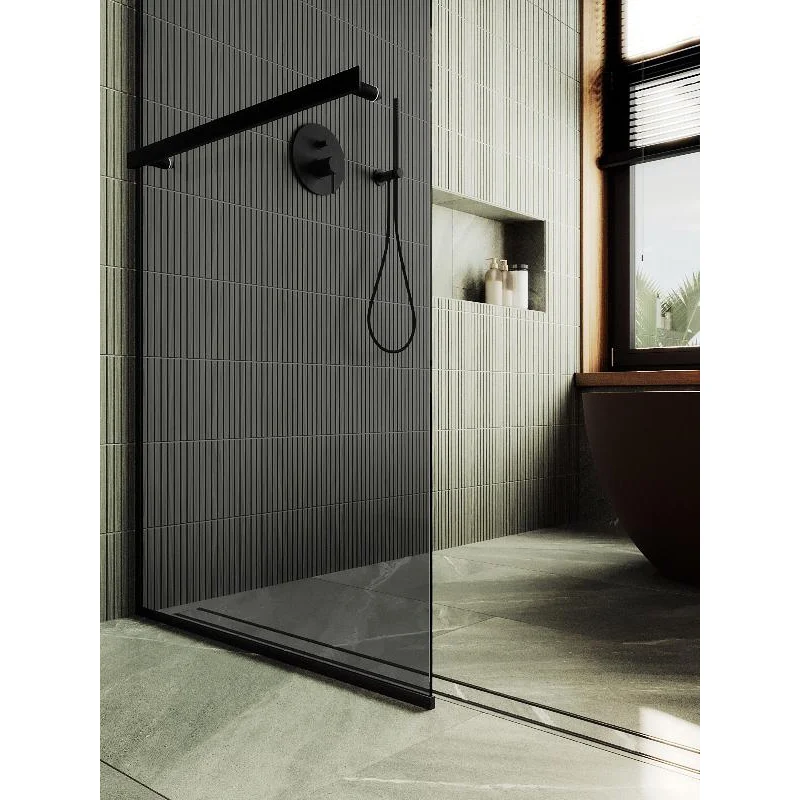 Душевая перегородка Maybah Glass MGD-729-6у 790x1950 в узком профиле Черный стекло графитовое