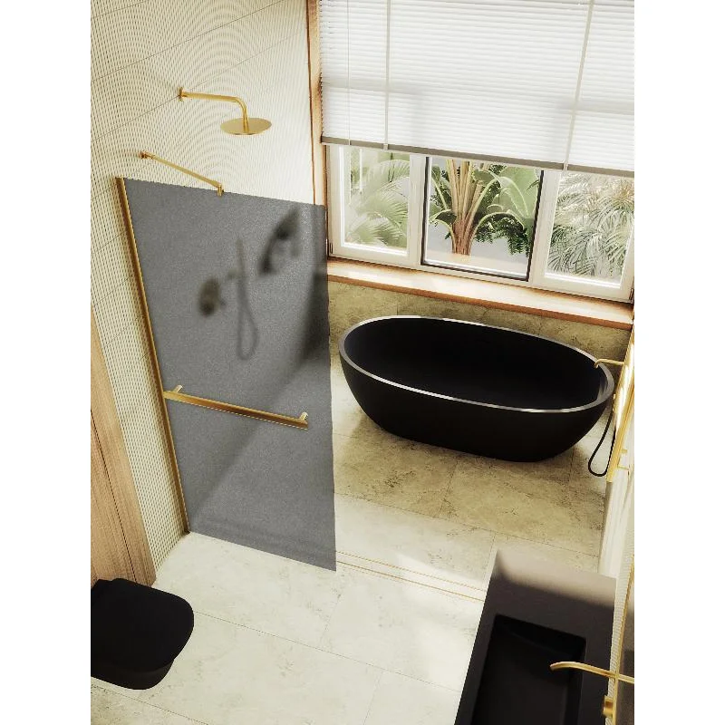 Душевая перегородка Maybah Glass MGD-730-3ш 790x1950 в широком профиле Золото стекло графитовое матовое