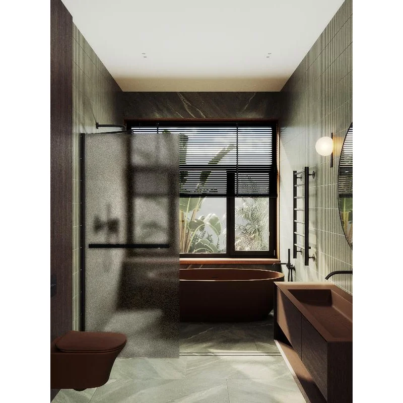 Душевая перегородка Maybah Glass MGD-728-6ш 790x1950 в широком профиле Черный стекло бронзовое матовое