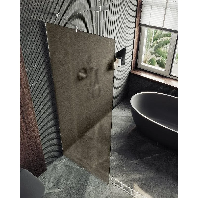 Душевая перегородка Maybah Glass MGD-697-5ш 790x1950 в широком профиле Хром матовый стекло бронзовое матовое