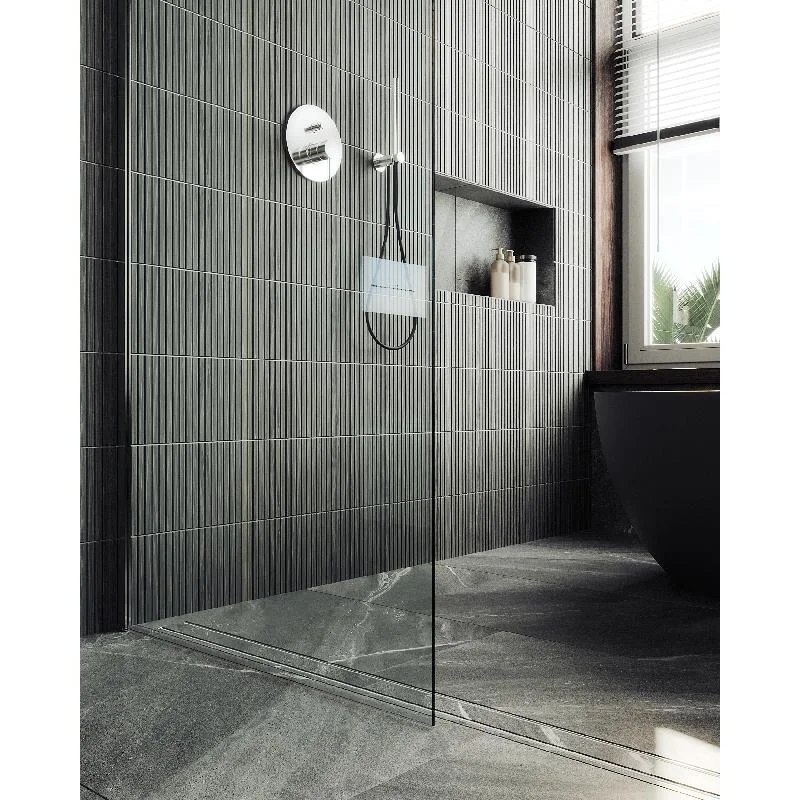 Душевая перегородка Maybah Glass MGD-695-5ш 790x1950 в широком профиле Хром матовый стекло прозрачное