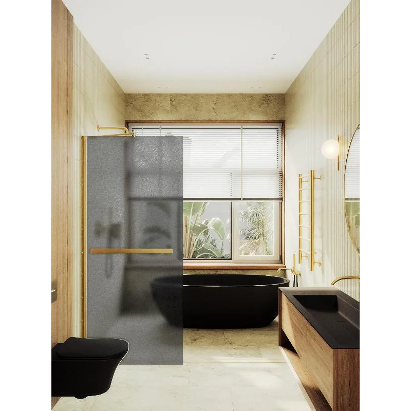 Душевая перегородка Maybah Glass MGD-730-3ш 790x1950 в широком профиле Золото стекло графитовое матовое