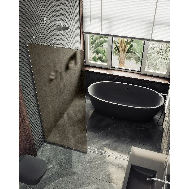 Душевая перегородка Maybah Glass MGD-697-5у 790x1950 в узком профиле Хром матовый стекло бронзовое матовое