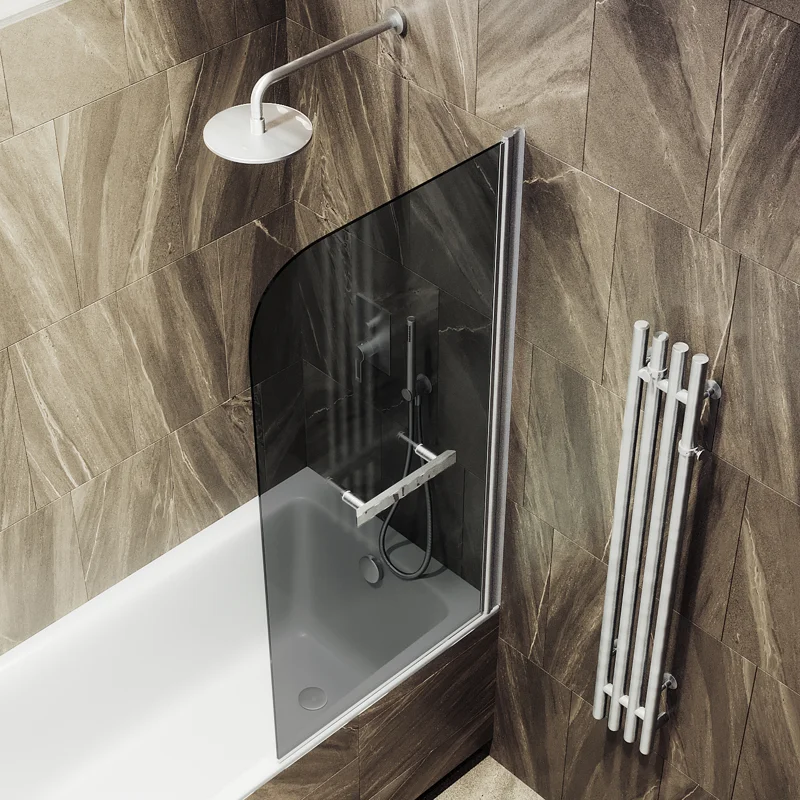 Шторка поворотная MaybahGlass на монопетле 1400*800 6 мм Графит +Полотенцедержатель