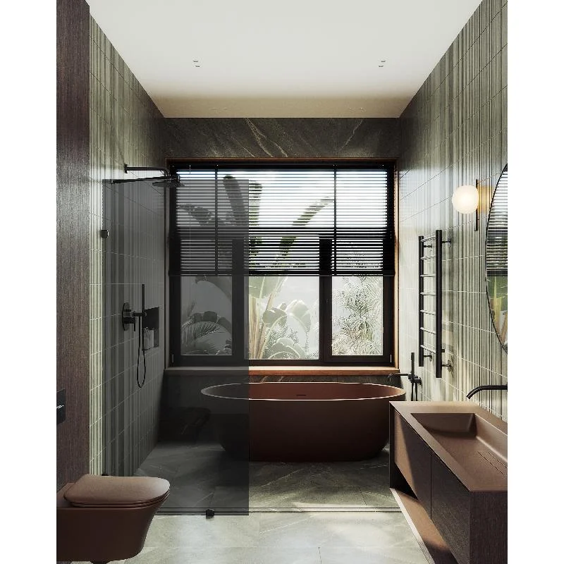 Душевая перегородка MaybahGlass MGD-274-6 79x195, стекло графит 8 мм, профиль черный