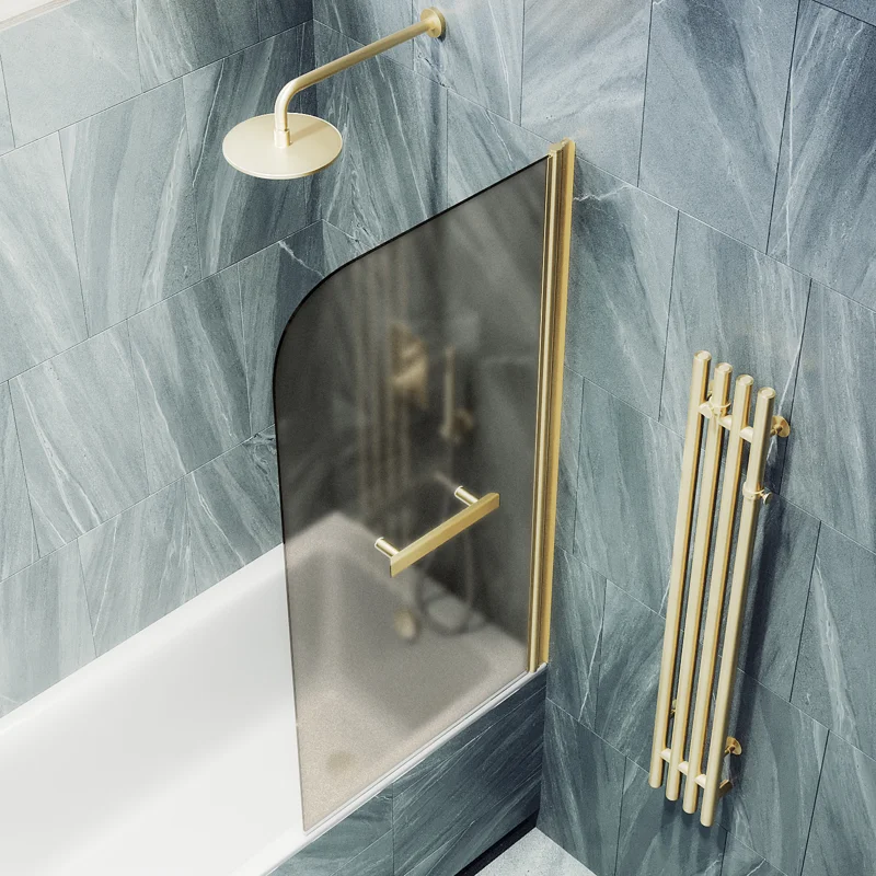 Шторка поворотная MaybahGlass на монопетле 1400*600 6 мм Бронза матовая +Полотенцедержатель