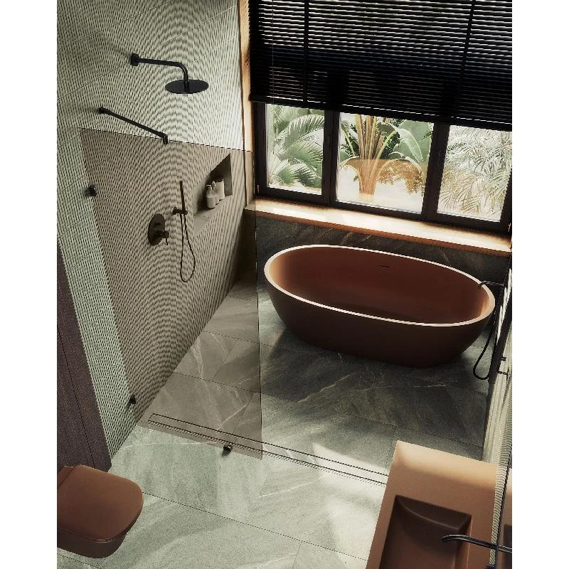 Душевая перегородка MaybahGlass MGD-262-6 79x195, стекло бронза 8 мм, профиль черный