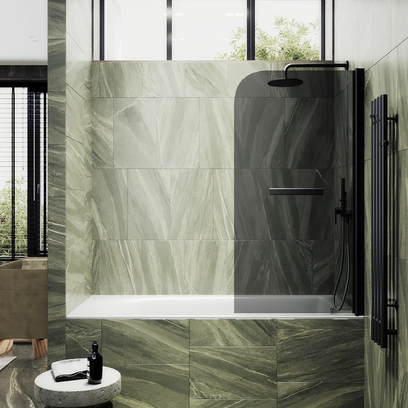 Шторка поворотная MaybahGlass на монопетле 1400*800 6 мм Графит + Полотенцедержатель