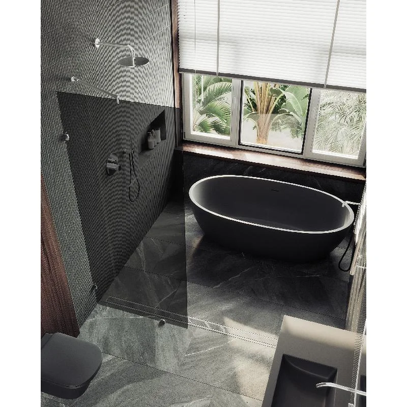 Душевая перегородка MaybahGlass MGD-274-4 79x195, стекло графит 8 мм, профиль хром глянцевый