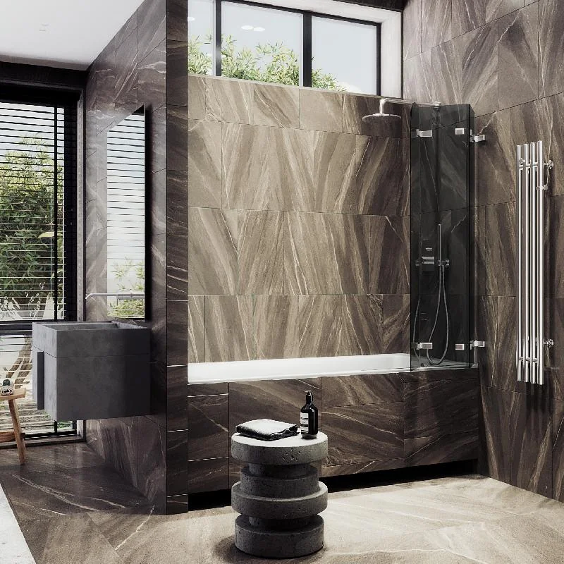 Шторка для ванны MaybahGlass складная 3 секции 1400*750 Стекло 6 мм Графит