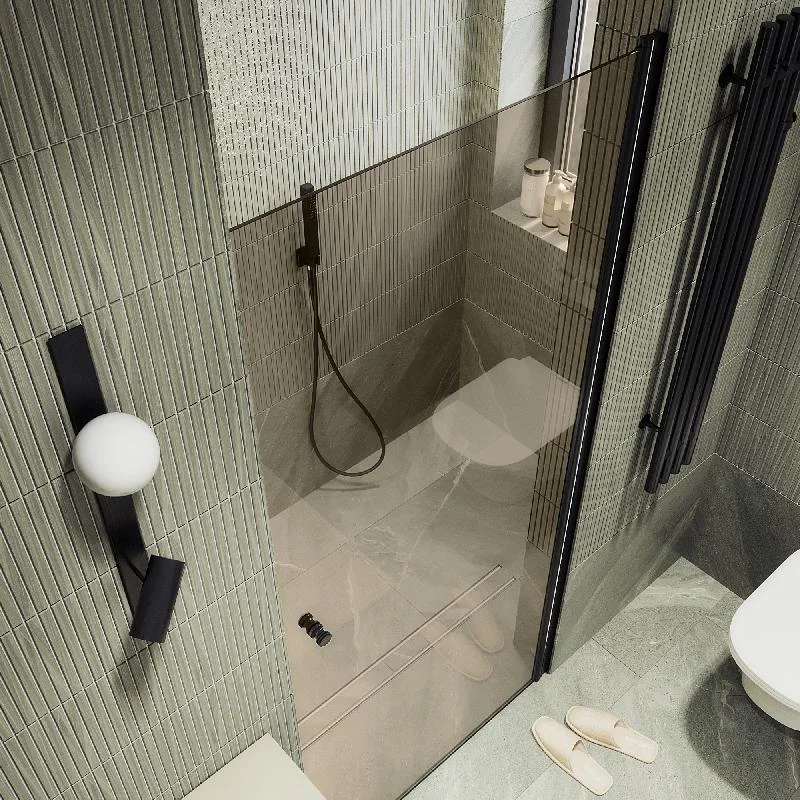 Душевая дверь Maybah Glass MGD-798-6 600x1980 на монопетле Черный стекло бронзовое