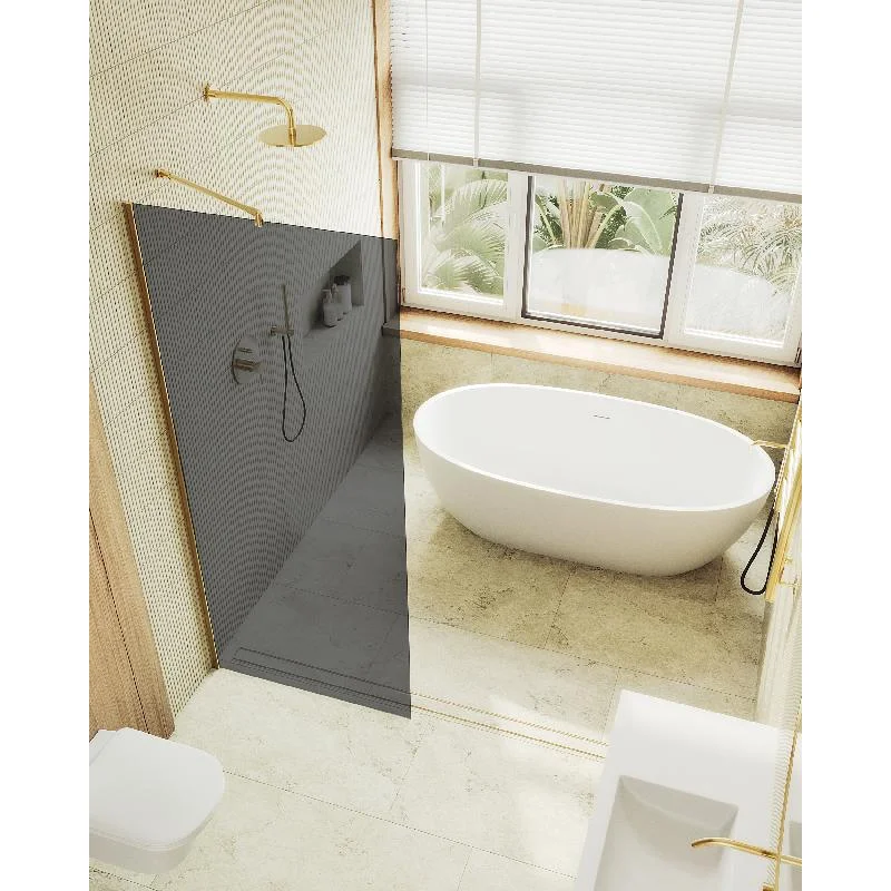 Душевая перегородка Maybah Glass MGD-698-3ш 790x1950 в широком профиле Золото стекло графитовое