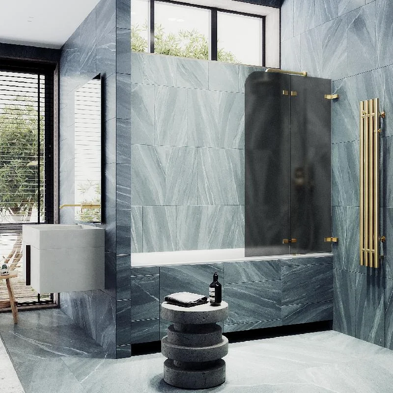 Шторка для ванны MaybahGlass складная 2 секции 1400*515 Стекло 6 мм Графит матовый