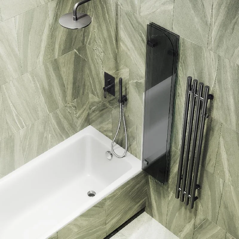 Шторка для ванны MaybahGlass складная 3 секции 1400*750 Стекло 6 мм Графит