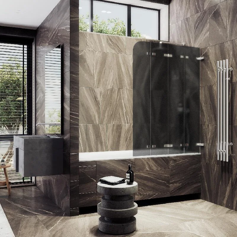 Шторка для ванны MaybahGlass складная 4 секции 1400*980 Стекло 6 мм Графит матовый