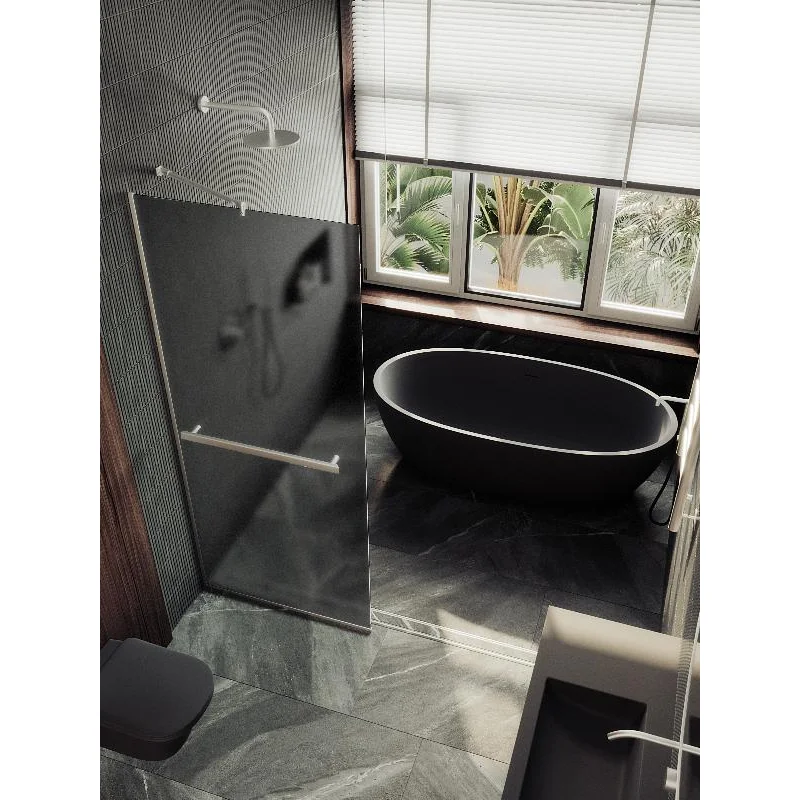 Душевая перегородка Maybah Glass MGD-730-5у 790x1950 в узком профиле Хром матовый стекло графитовое матовое