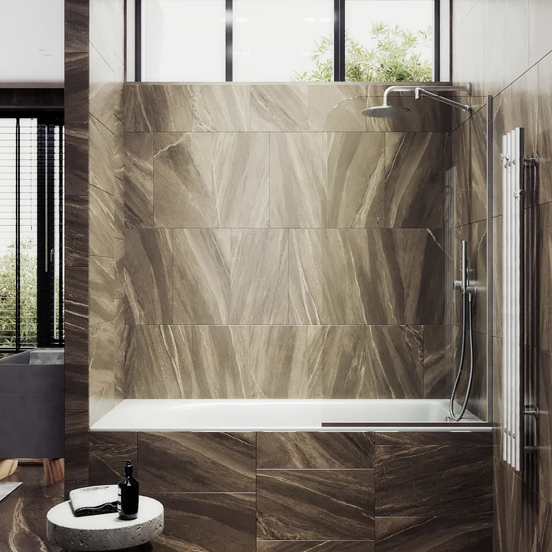 Шторка на ванну Maybah Glass MGV-63-5у 700x1400 в узком профиле Хром матовый стекло прозрачное