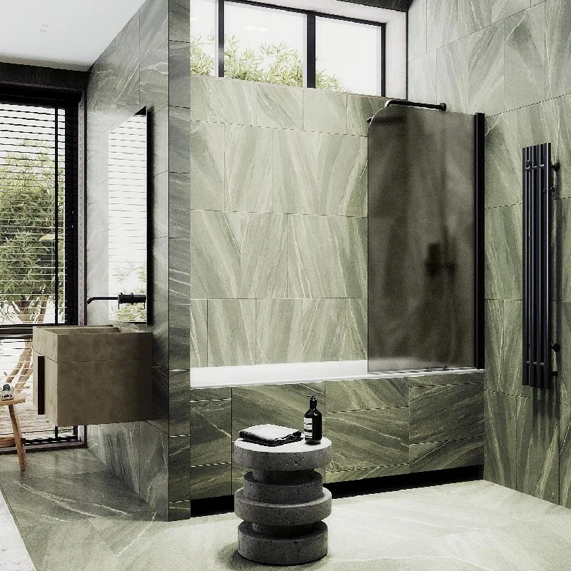 Шторка на ванну Maybah Glass MGV-617-6 700x1400 поворотная на монопетле Черный стекло бронзовое матовое