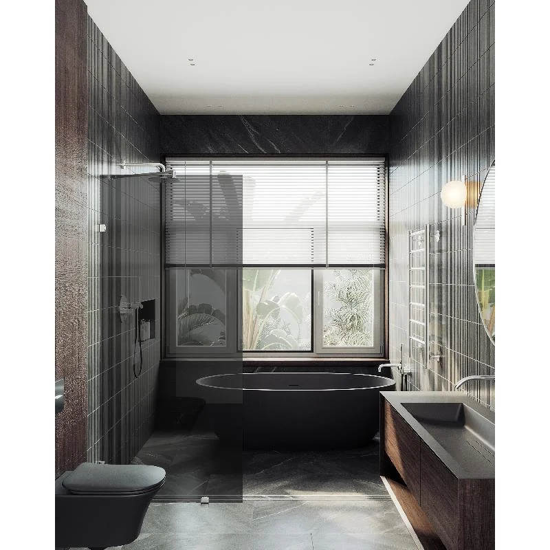 Душевая перегородка MaybahGlass MGD-274-4 79x195, стекло графит 8 мм, профиль хром глянцевый