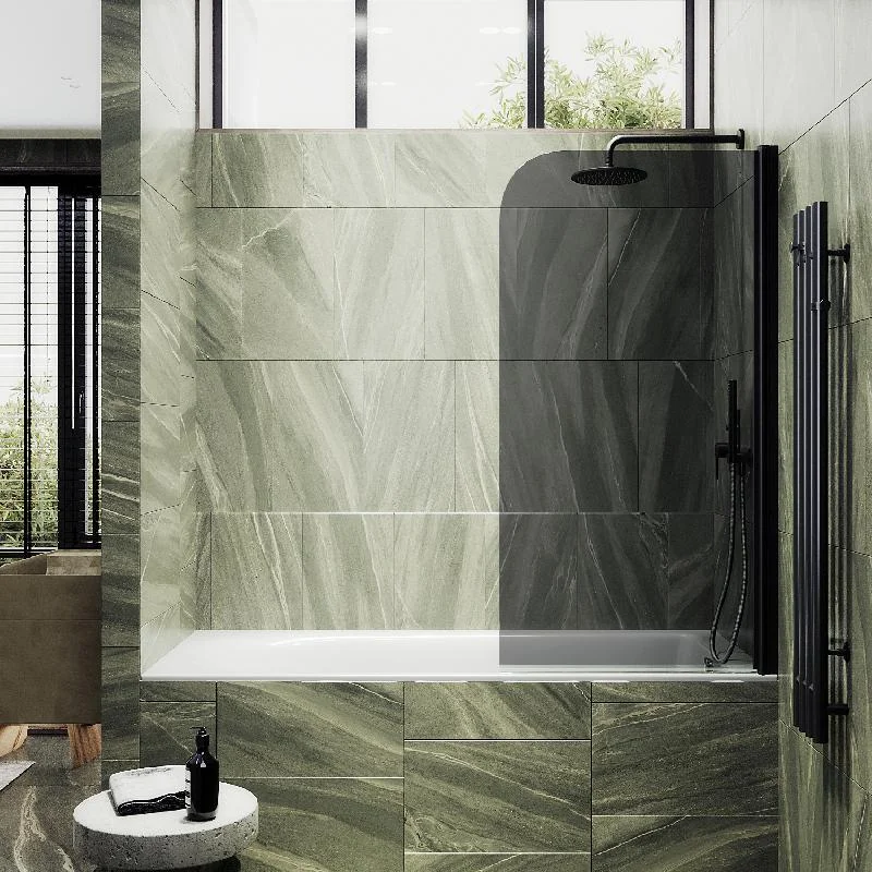 Шторка на ванну Maybah Glass MGV-618-6 700x1400 поворотная на монопетле Черный стекло графитовое