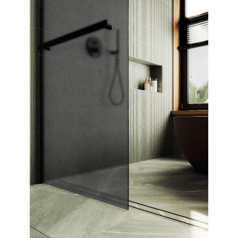 Душевая перегородка Maybah Glass MGD-730-6ш 790x1950 в широком профиле Черный стекло графитовое матовое