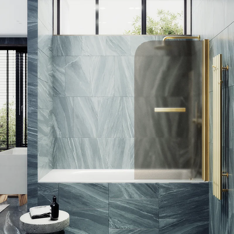 Шторка поворотная MaybahGlass на монопетле 1400*700 6 мм Бронза матовая +Полотенцедержатель