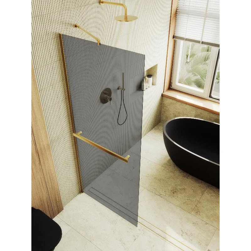 Душевая перегородка Maybah Glass MGD-729-3ш 790x1950 в широком профиле Золото стекло графитовое