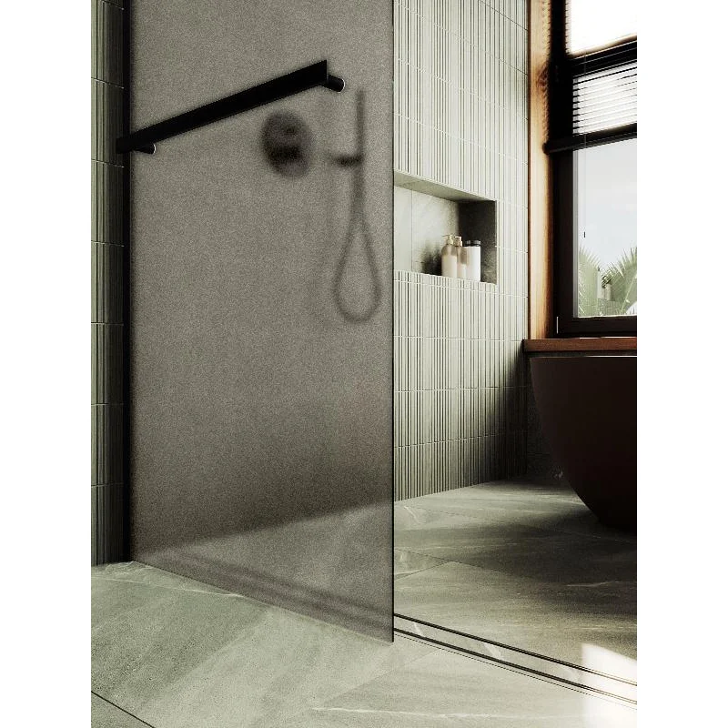 Душевая перегородка Maybah Glass MGD-728-6ш 790x1950 в широком профиле Черный стекло бронзовое матовое