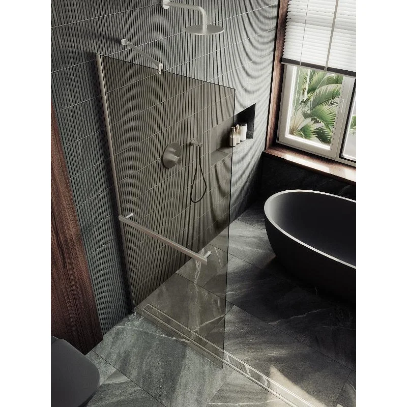 Душевая перегородка Maybah Glass MGD-727-5ш 790x1950 в широком профиле Хром матовый стекло бронзовое